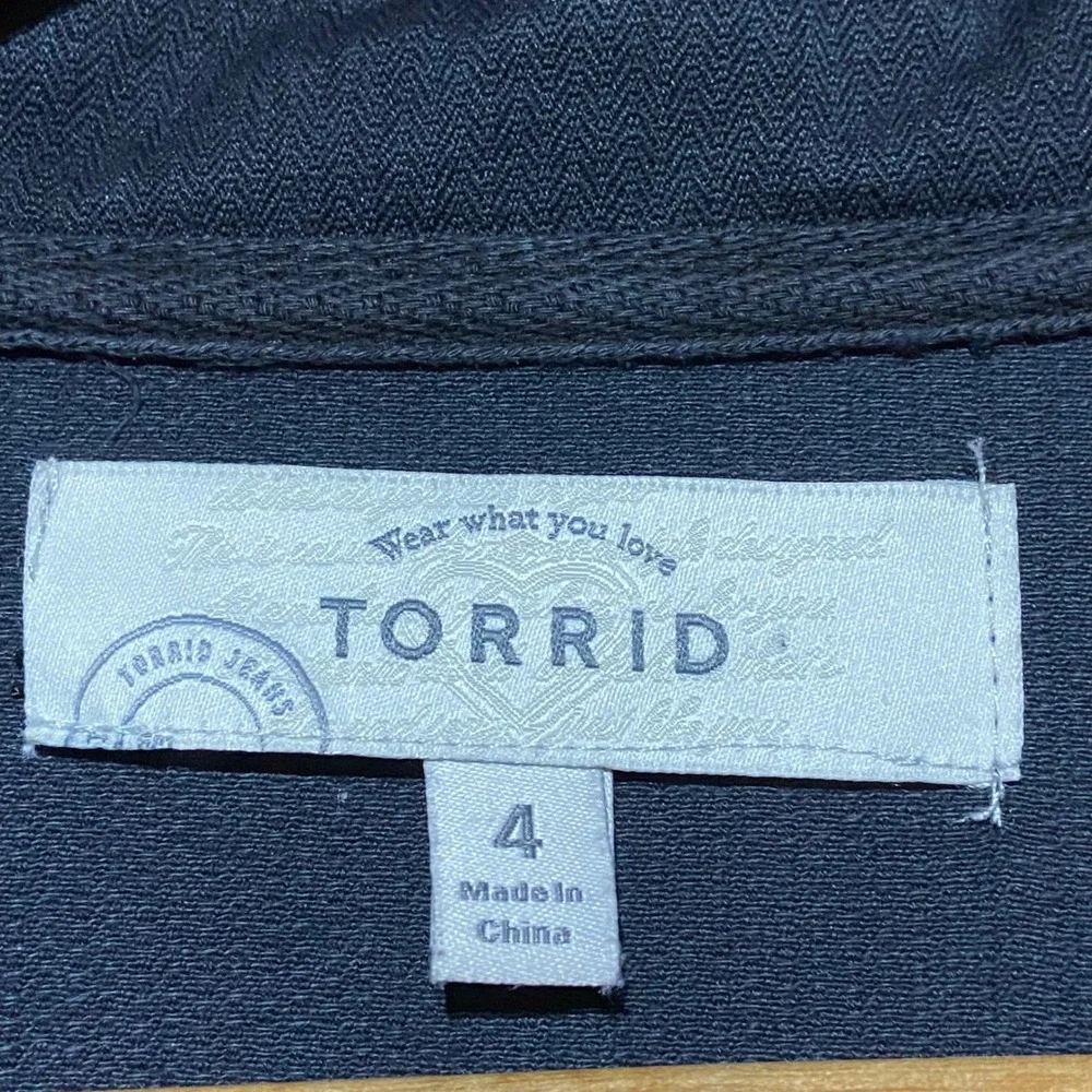 Torrid Womens Black Cotton Military Field Jacket Zip Button Utility Pockets 4X